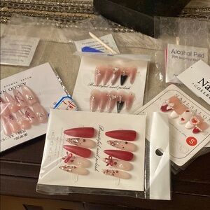 Stylish Red and Nude Press-On Nails